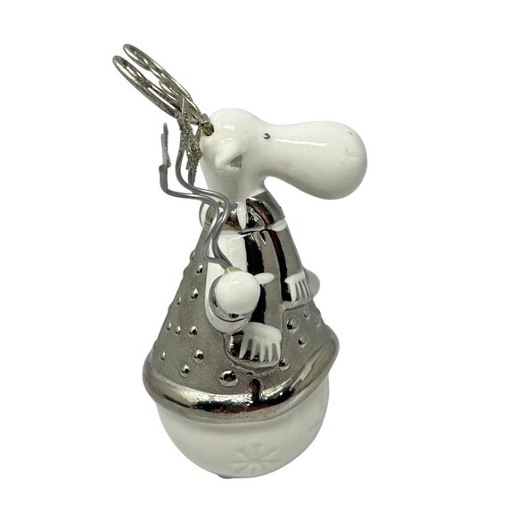 Pier 1 Moose Ornament Silver White Porcelain Holiday Decor Collectible 4.5 In - Picture 6 of 8